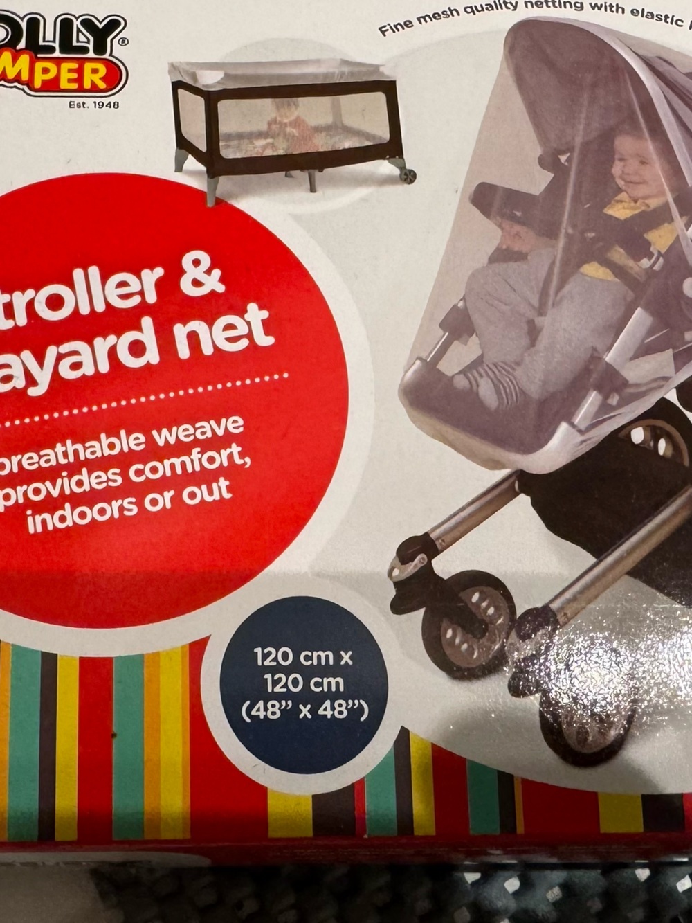 White Mesh Stroller & Playard Net - Insect Protection - Picture 2 of 3
